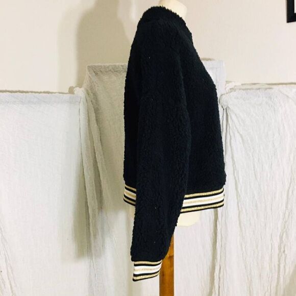 Nanette Lepore NWT Black Teddy Fawx Shearling Pullover Sweater Size Large - Picture 2 of 8